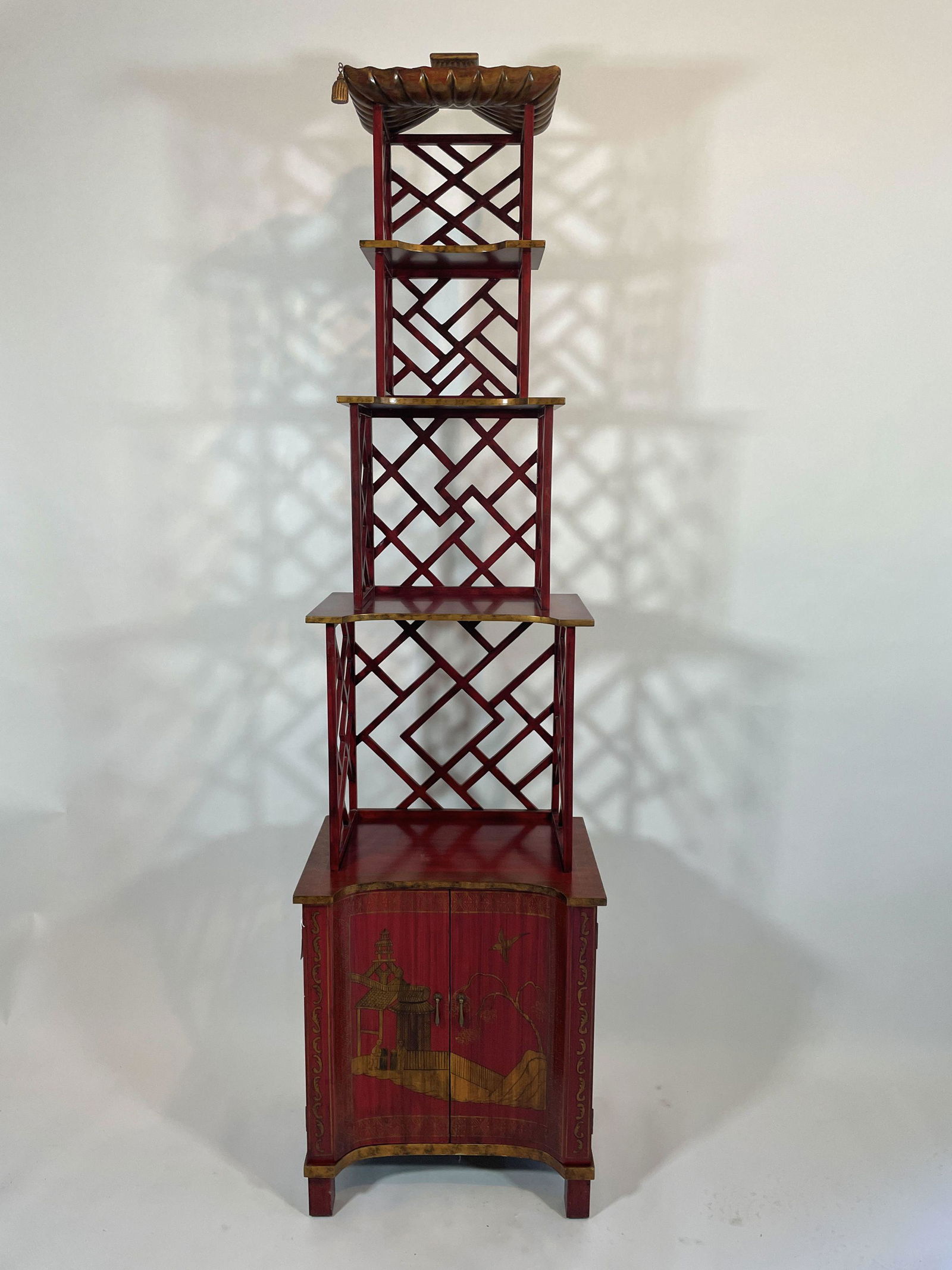 A CHELSEA HOUSE TIERED CHINESE STYLE ETAGERE, 22" X 15" (1 of 5)