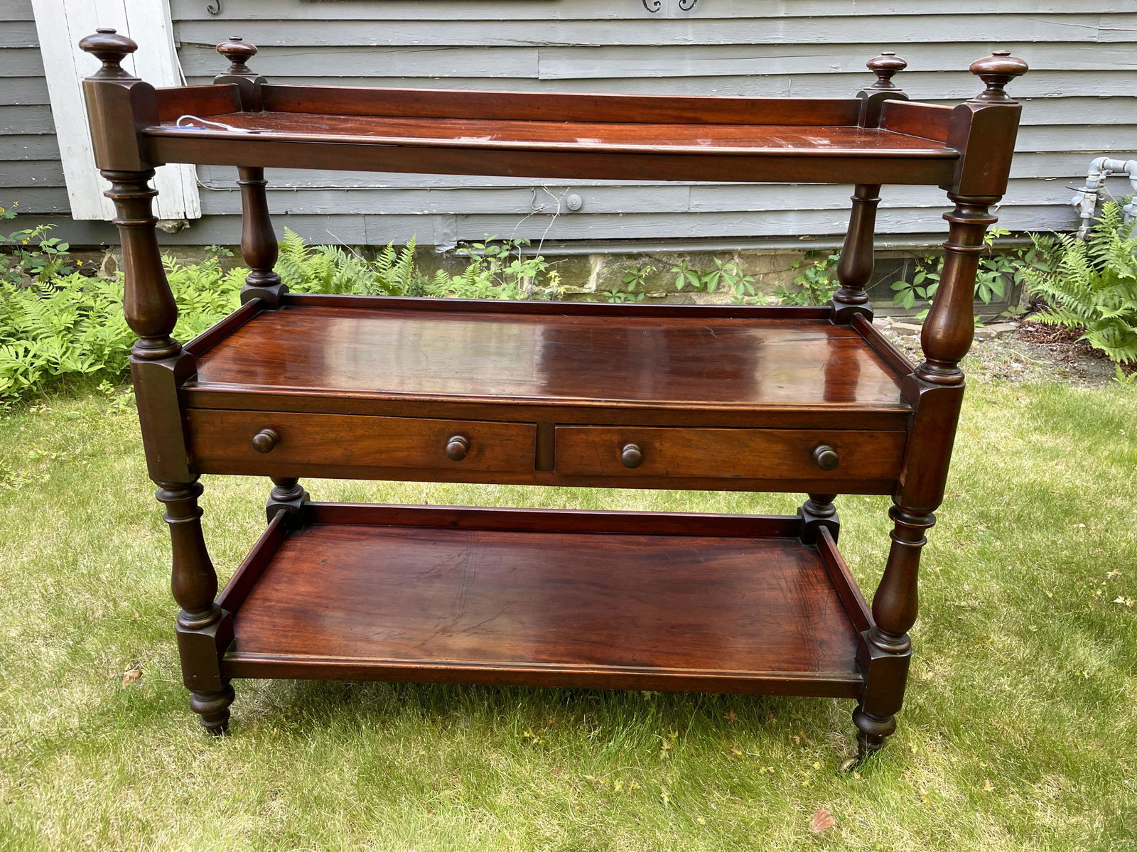 A THREE TIER MAHOGANY 19TH CENTURY SERVER, 45" X 19" X (1 of 7)