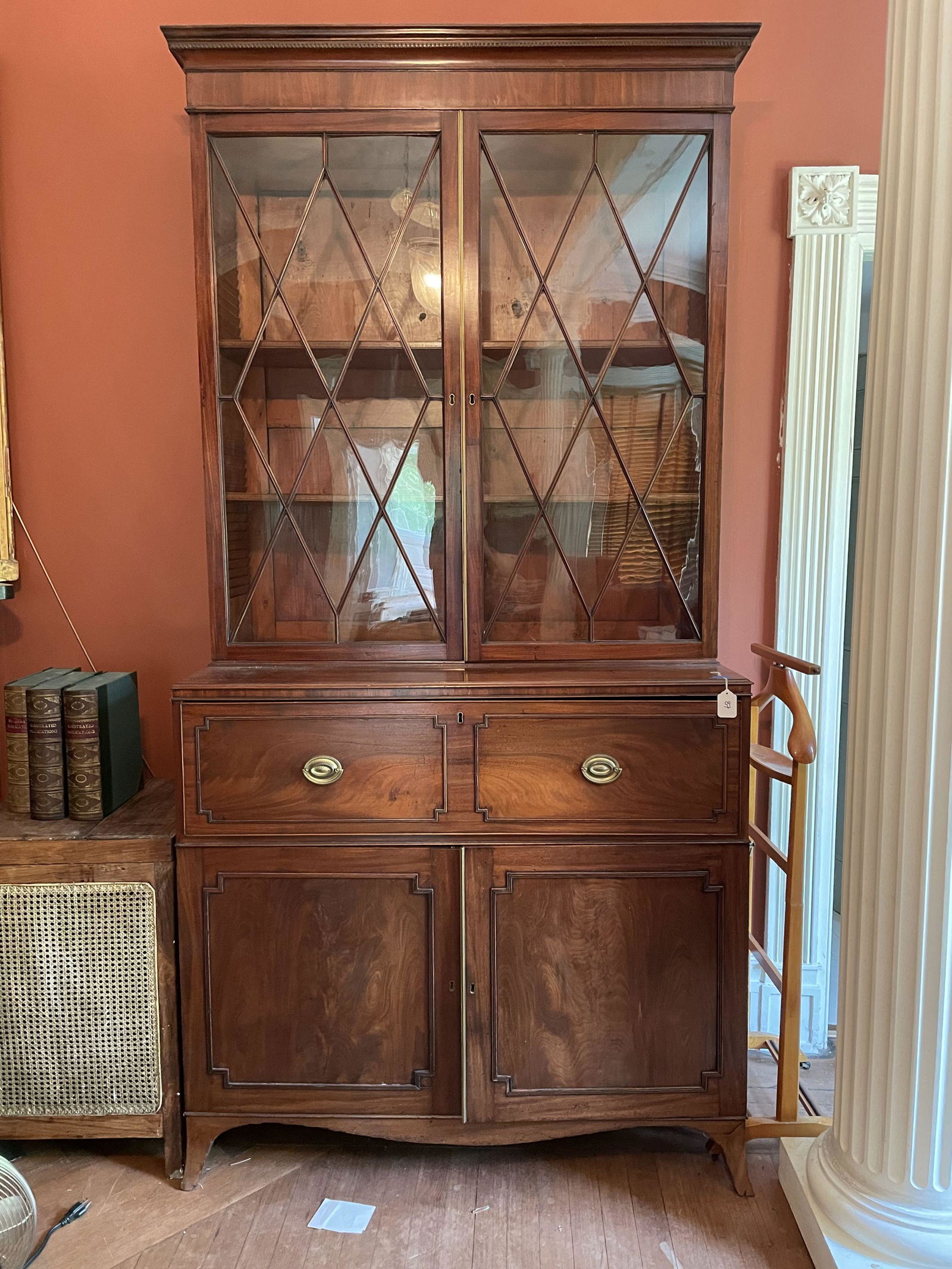 19TH CENTURY REGENCY SECRETARY, 47" X 22" X 96. (1 of 11)