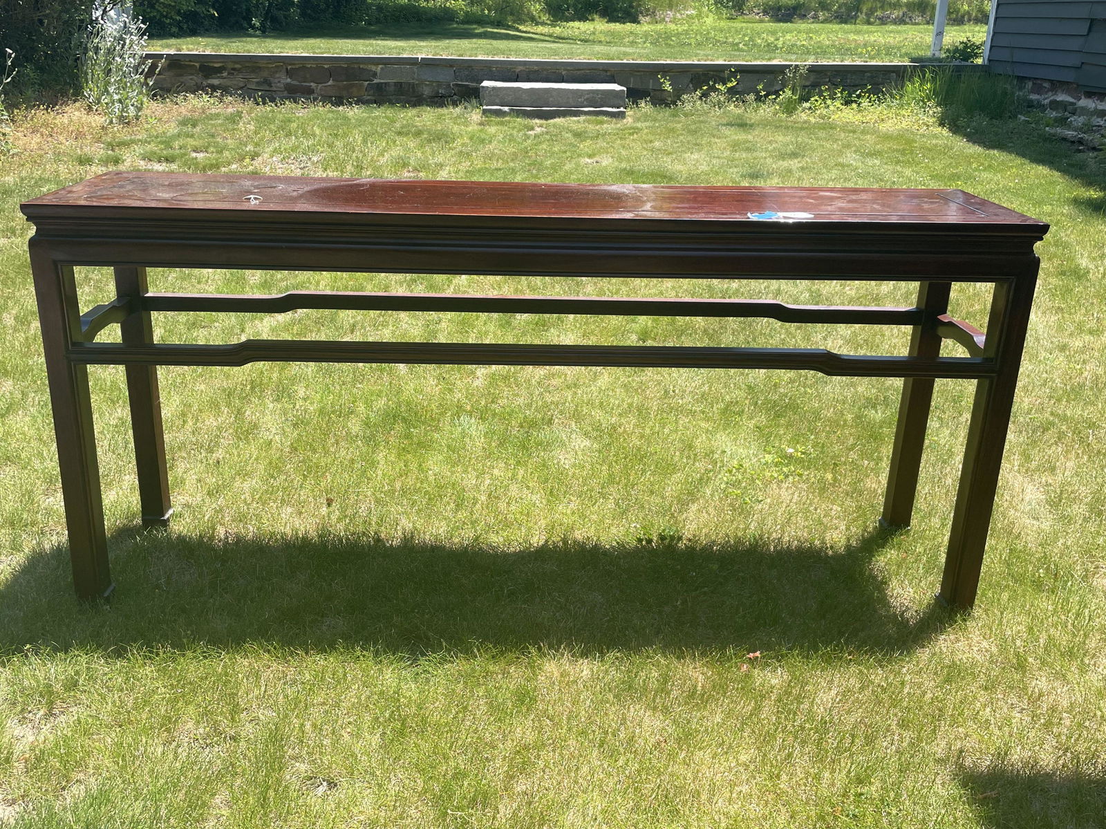 A CHINESE ROSEWOOD SOFA TABLE, 60" X 14" X 28". (1 of 6)