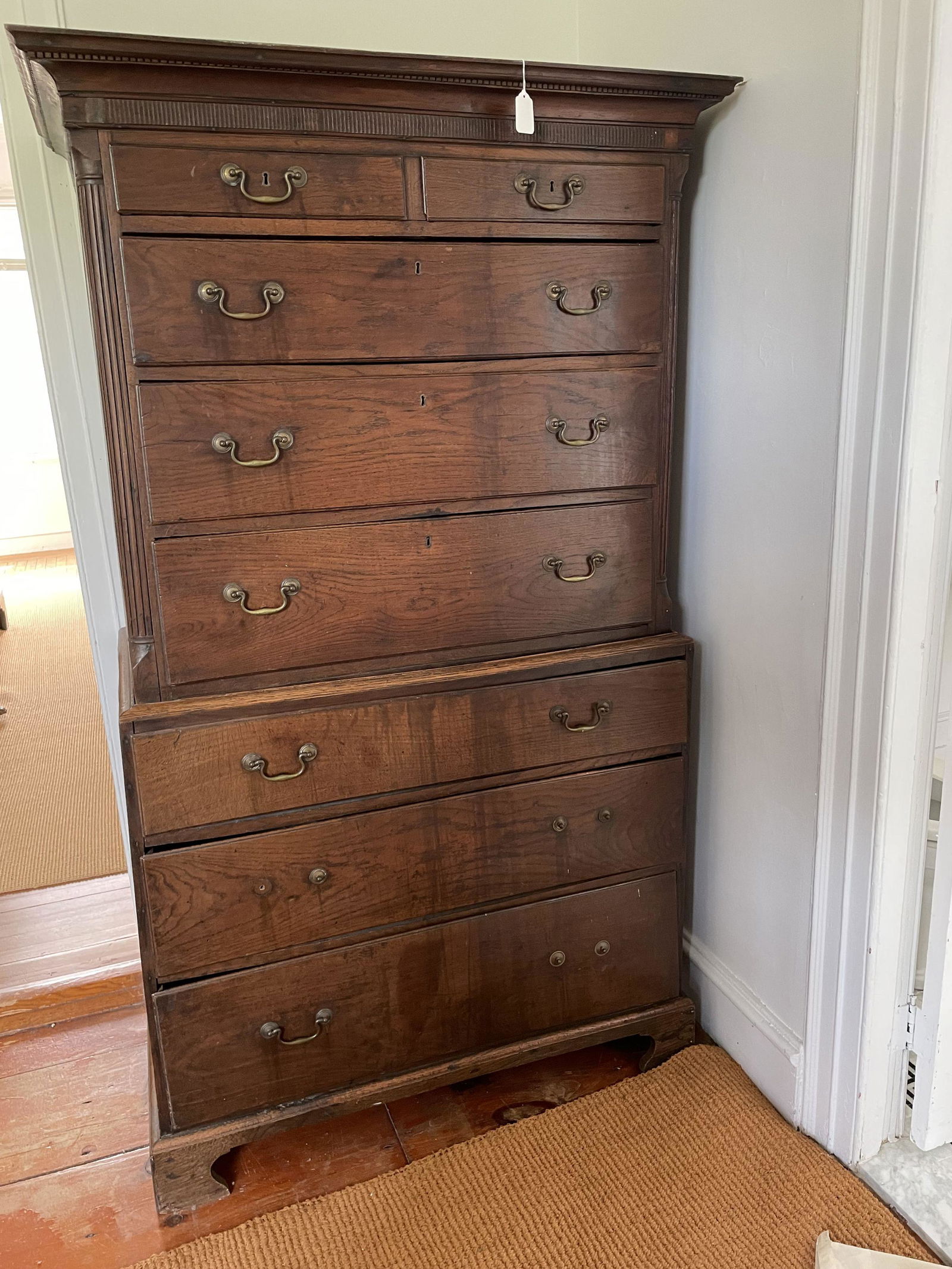 EARLY WALNUT CHEST ON CHEST, 41" X 22" X 70". PROPERTY (1 of 5)