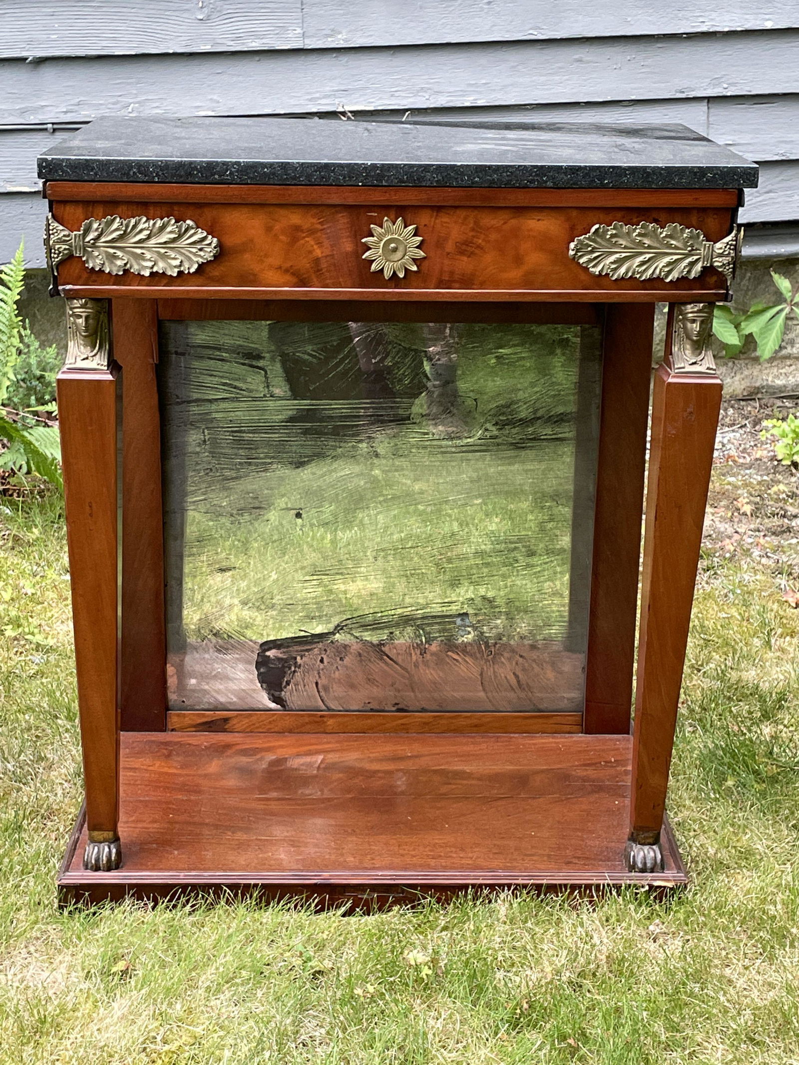 A MARBLE TOP ORMALU MOUNTED EMPIRE CONSOLE, 24.5" X (1 of 6)