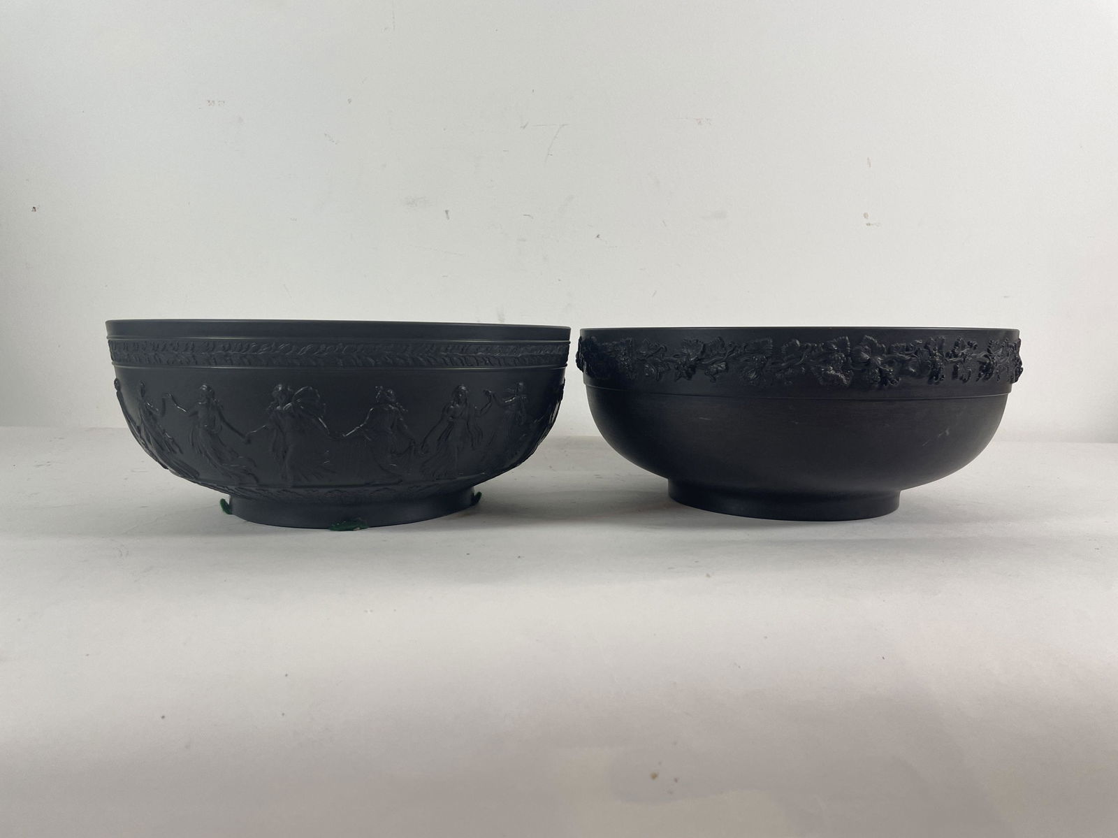 TWO WEDGEWOOD BLACK JASPERWARE BOWLS, 10" D X 4" T. (1 of 6)