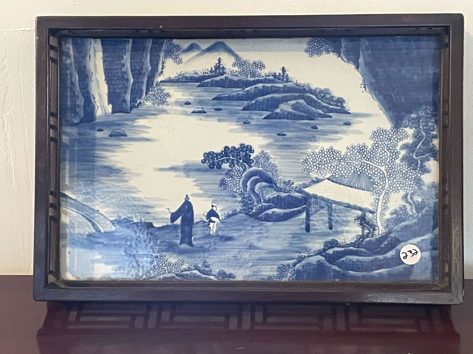 AN ANTIQUE CHINESE BLUE AND WHITE PORCELAIN PANEL SET (1 of 6)