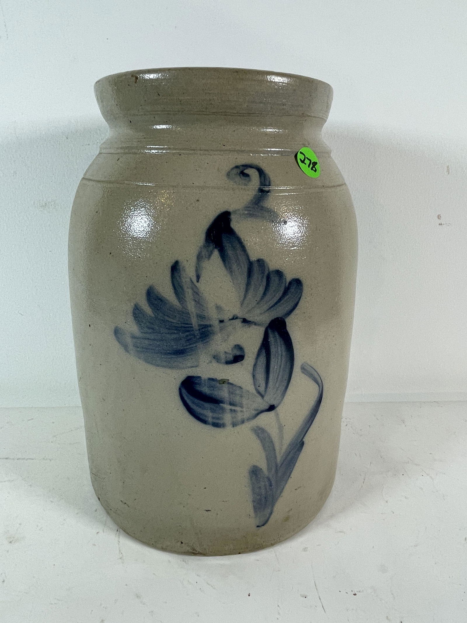 STONEWARE CROCK WITH BLUE  DECORATION. PROPERTY OF A (1 of 5)