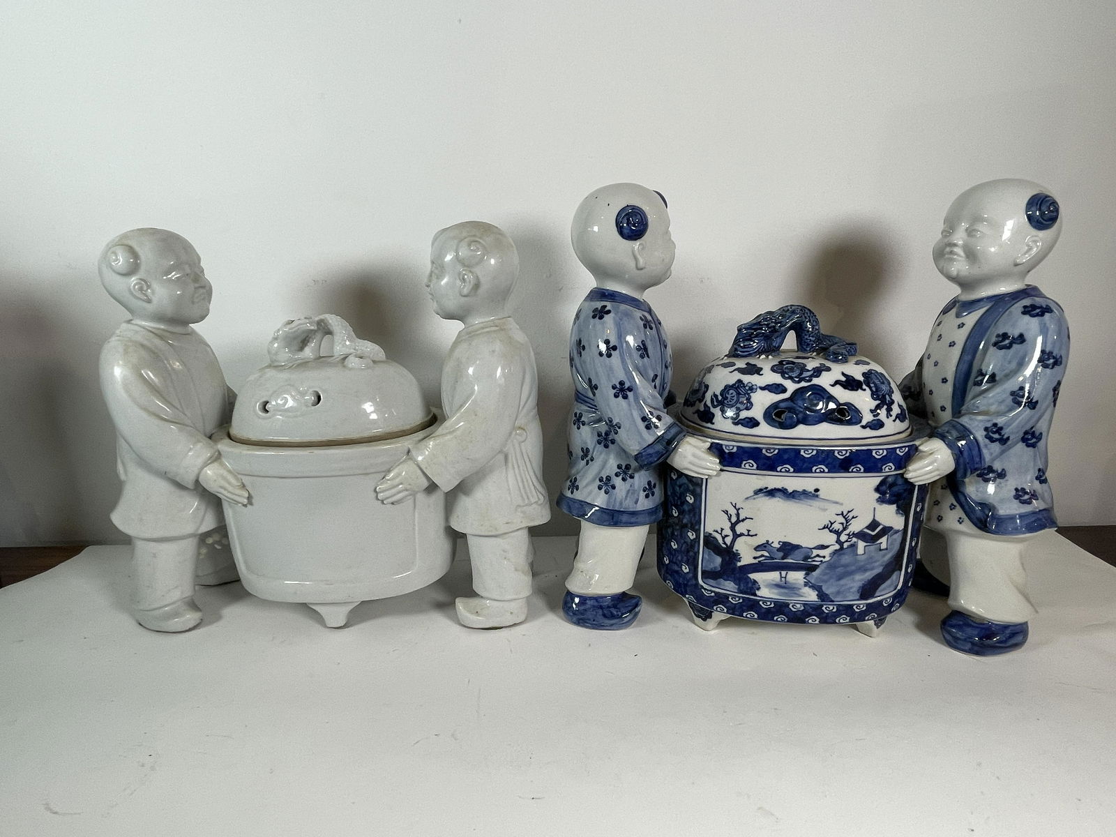 2 CHINESE LARGE FIGURAL INCENSE BURNERS, 16" X 15" X (1 of 8)