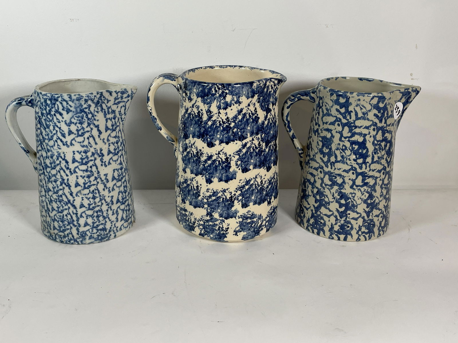 3 SPONGEWARE PITCHERS. PROPERTY OF A FINE SAG HARBOR (1 of 3)