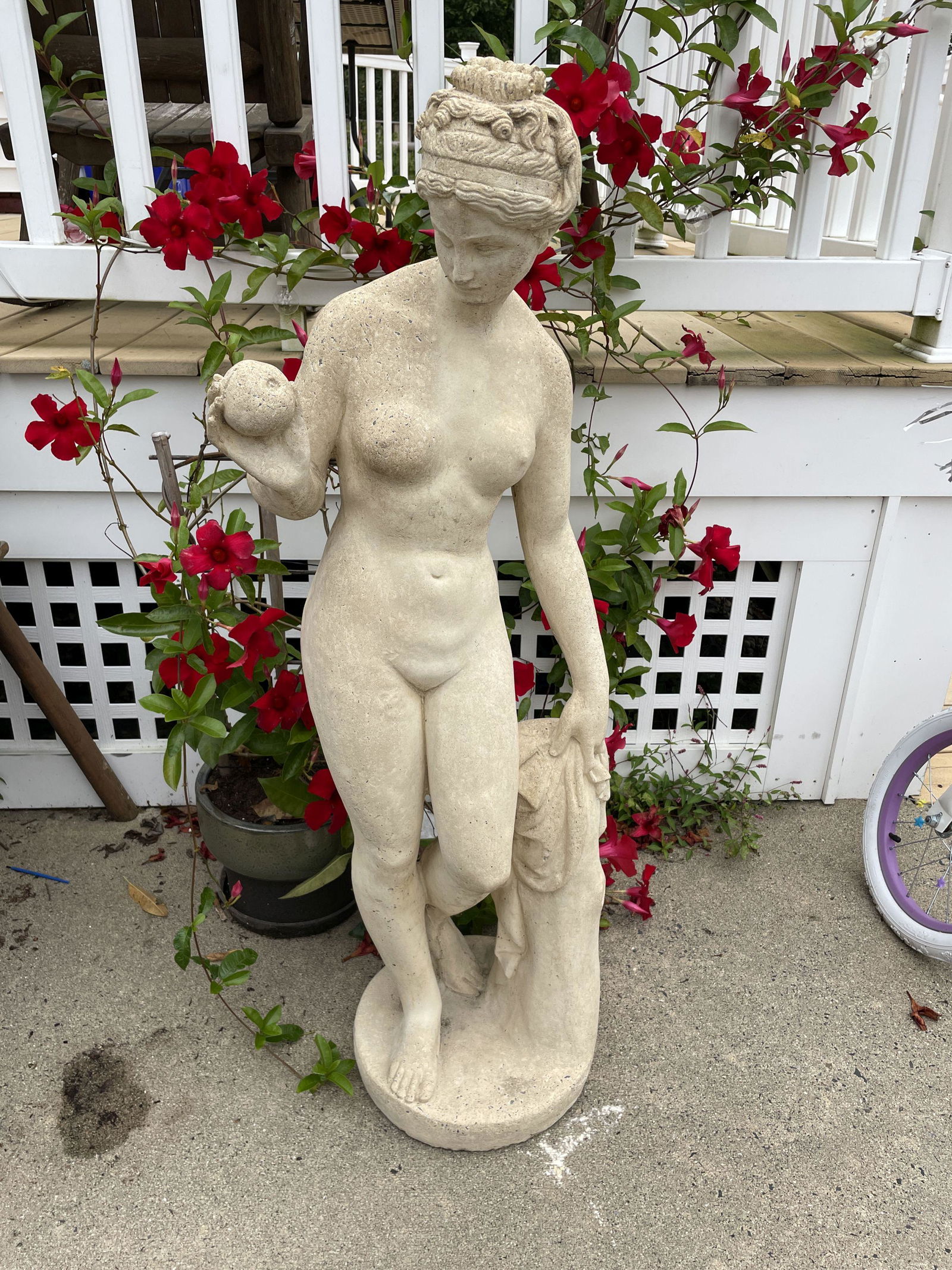A CAST STONE GARDEN FIGURE OF EVE. 48" TALL PROPERTY OF (1 of 5)