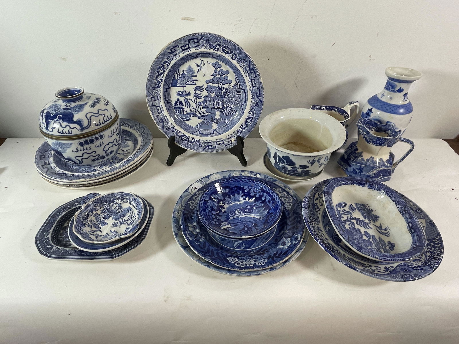 LARGE LOT OF BLUE WILLOW , HISTORIC STAFFORDSHIRE, (1 of 7)