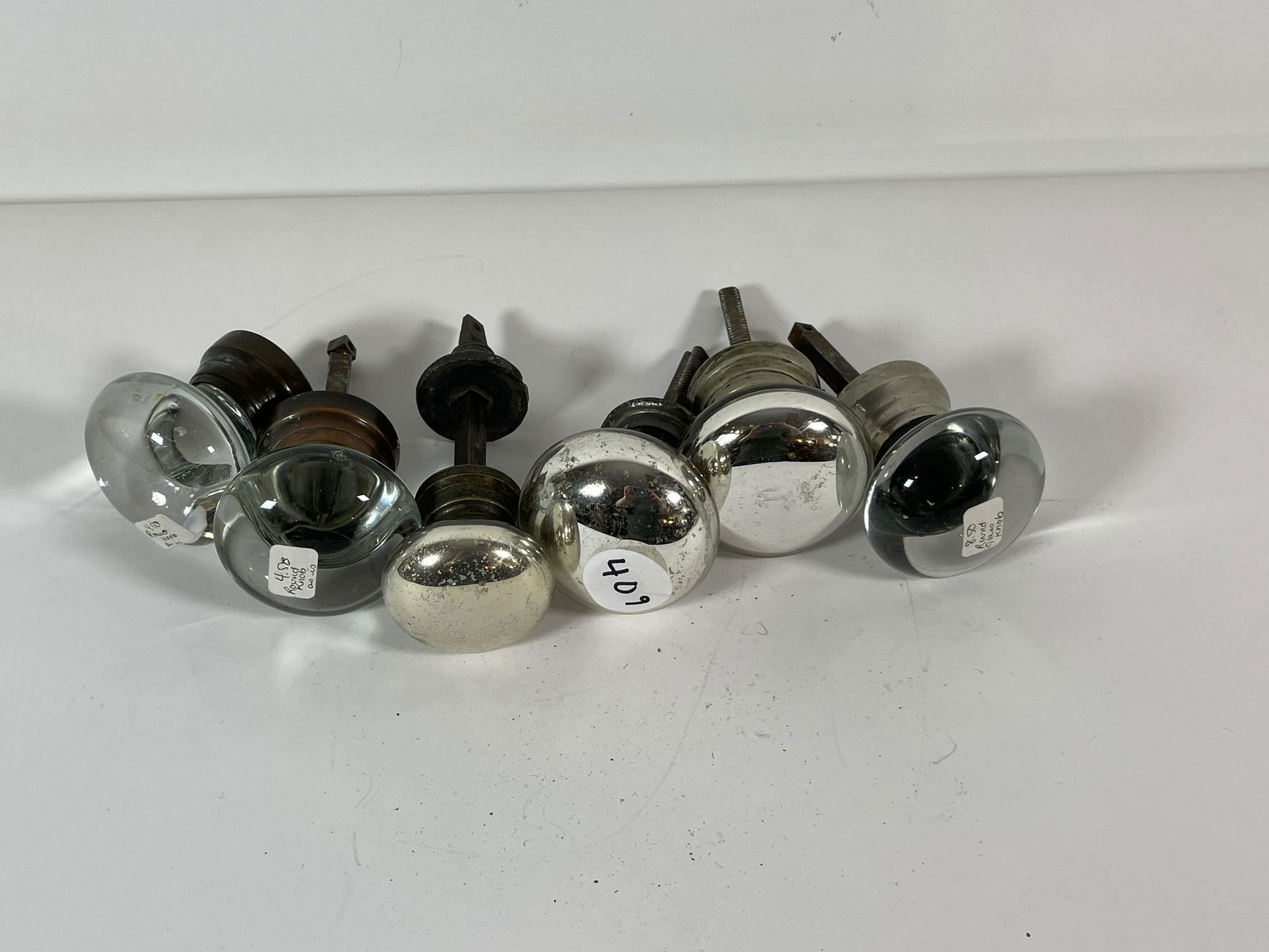 MERCURY GLASS AND STEUBEN GLASS DOORKNOBS. PROPERTY OF: MERCURY GLASS AND STEUBEN GLASS DOORKNOBS. PROPERTY OF A FINE SAG HARBOR ESTATE