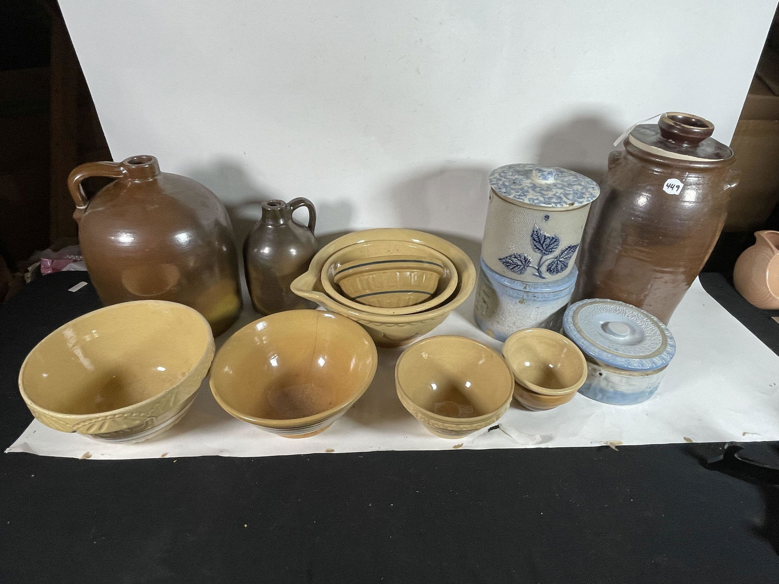 LARGE COUNTRY LOT INCLUDES YELLOW WARE BOWLS, STONEWARE (1 of 4)