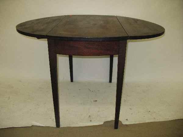 PERIOD HEPPLEWHITE LINE INLAID DROP-LEAF TABLE-: PERIOD HEPPLEWHITE LINE INLAID DROP-LEAF TABLE- SOME STAINS TO TOP