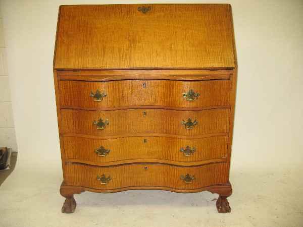 CUSTOM TIGER MAPLE GOVERNOR WINTHROP DESK: CUSTOM TIGER MAPLE GOVERNOR WINTHROP DESK