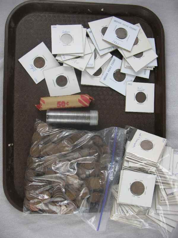 LARGE LOT OF INDIAN HEAD AND WHEAT PENNIES INC.: LARGE LOT OF INDIAN HEAD AND WHEAT PENNIES INC. 2 ROLLS OF STEEL CENTS