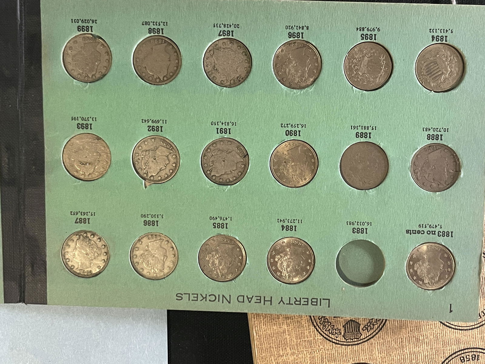 PARTIALLY FILLED LIBERTY HEAD NICKELS, 1883 - 1912 (1 of 2)