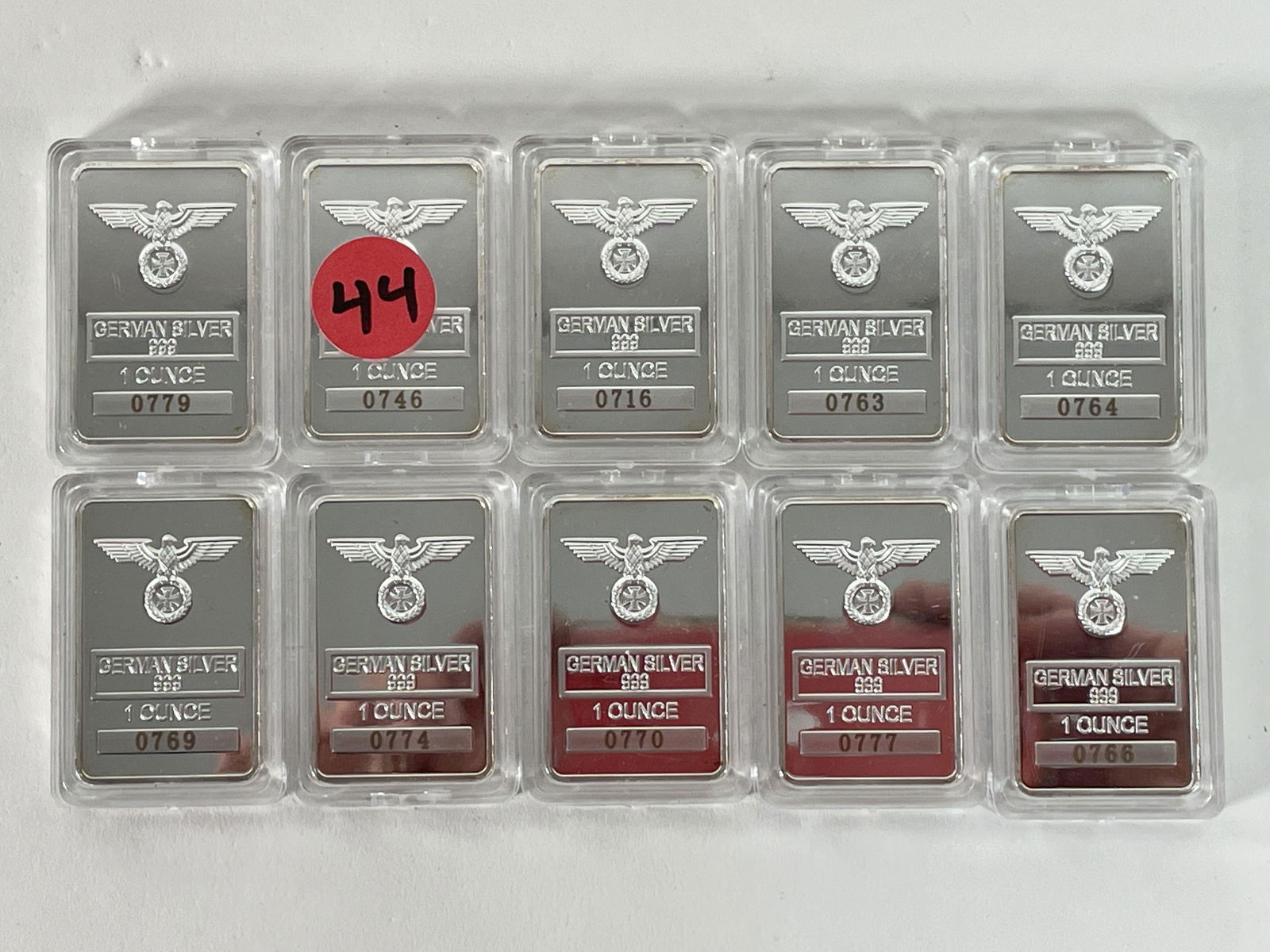 10 GERMAN PURE SILVER ONE OUNCE INGOTS, .999% (1 of 3)