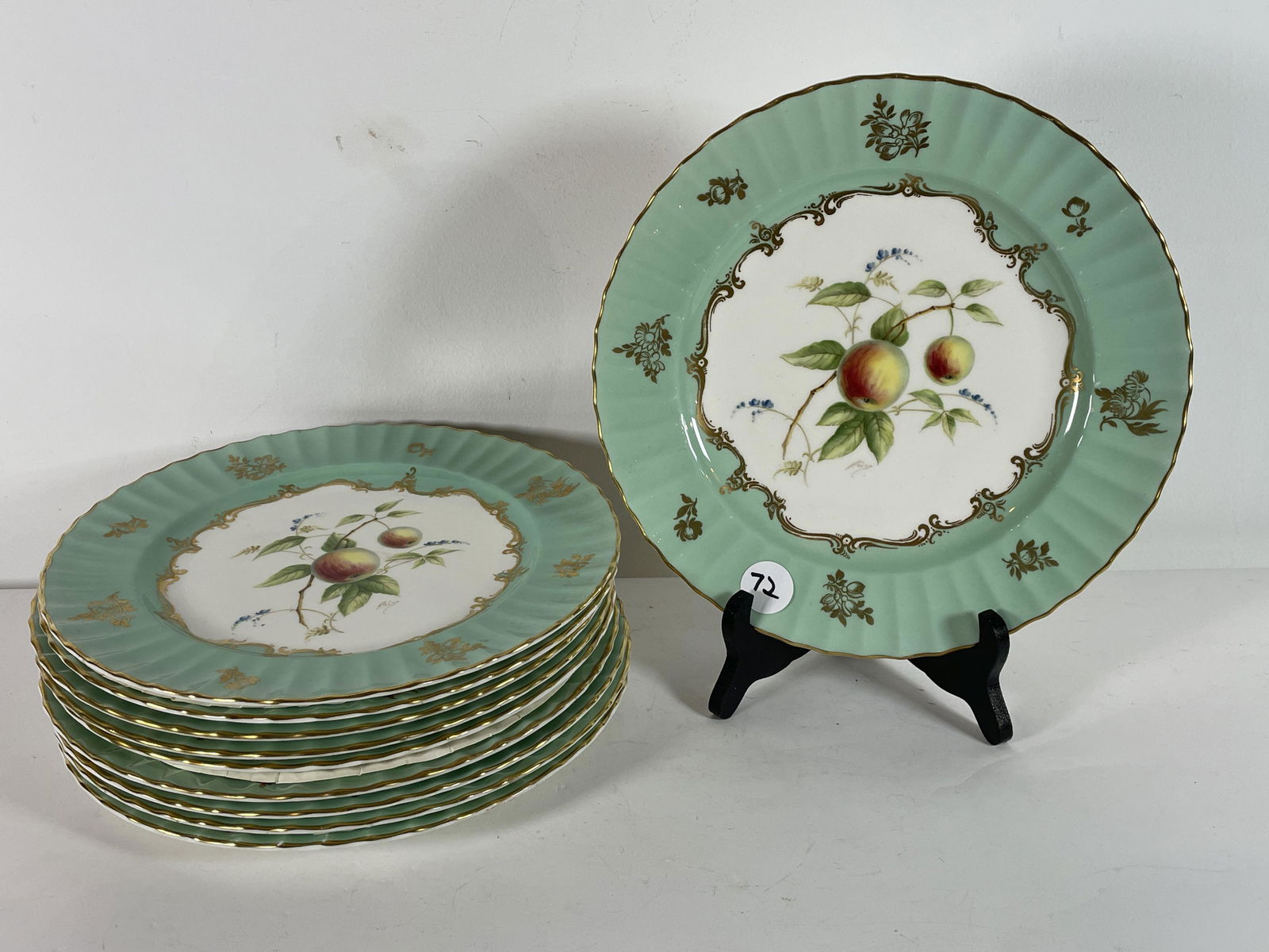 10 ARTIST SIGNED MINTONS PLATES WITH PEACHES, 10.5" (1 of 4)