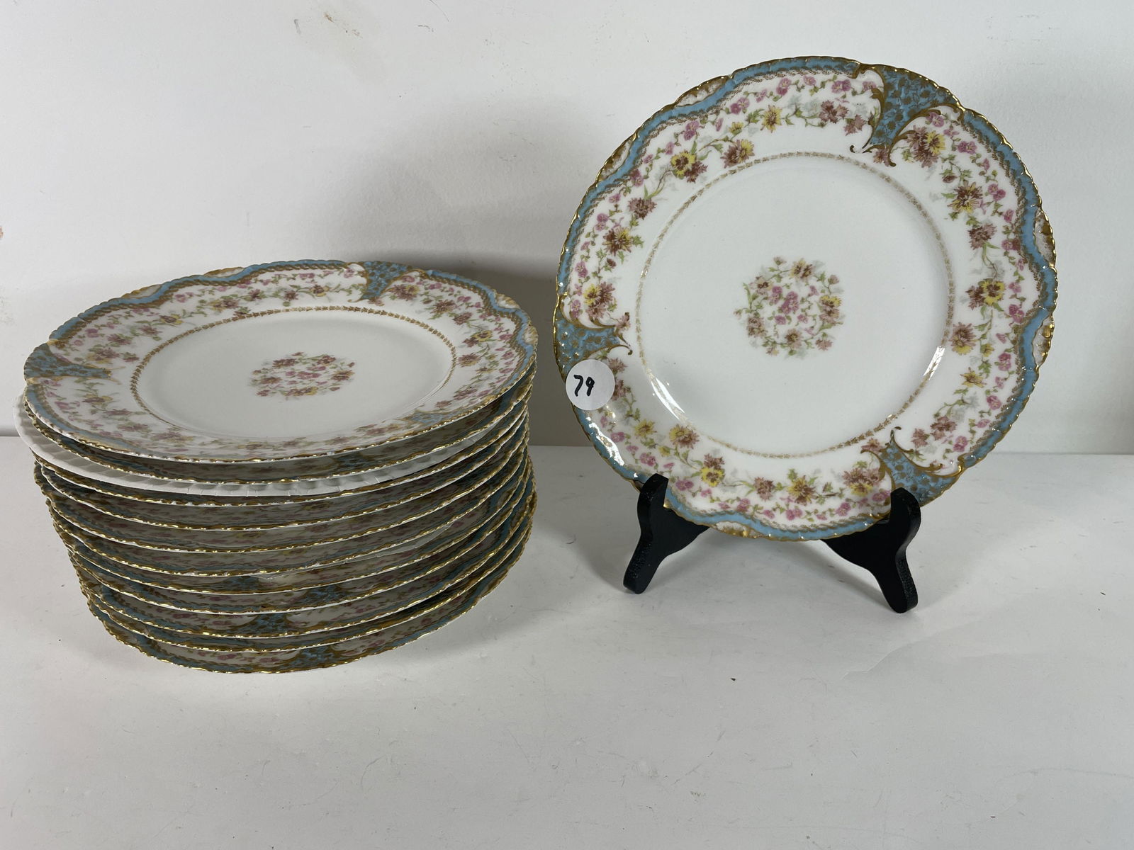 12 LIMOGE DINNER PLATES FOR J.E. CALDWELL AND SONS, (1 of 3)