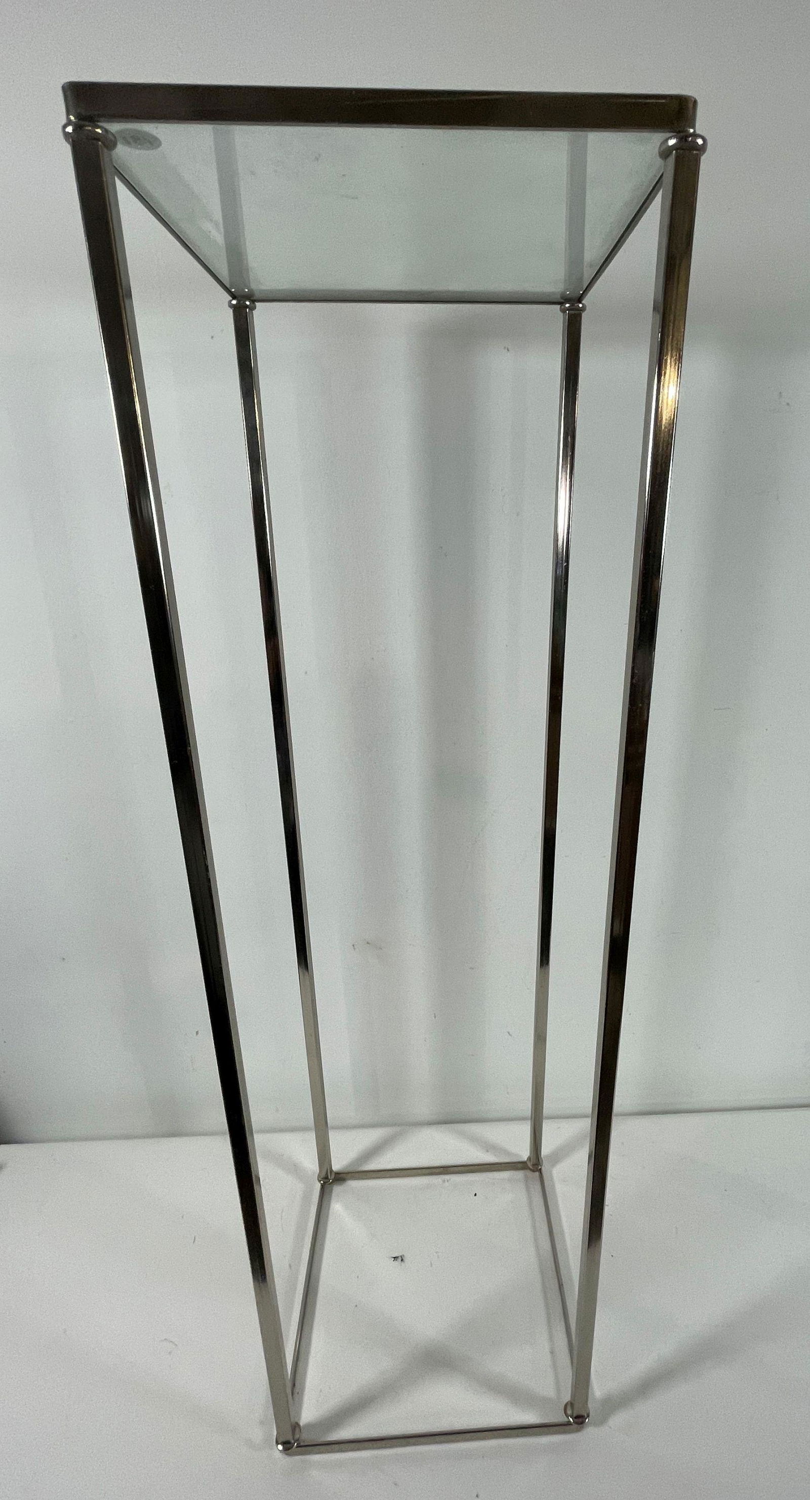 CHROME AND GLASS MIDCENTURY MODERN STAND (1 of 4)