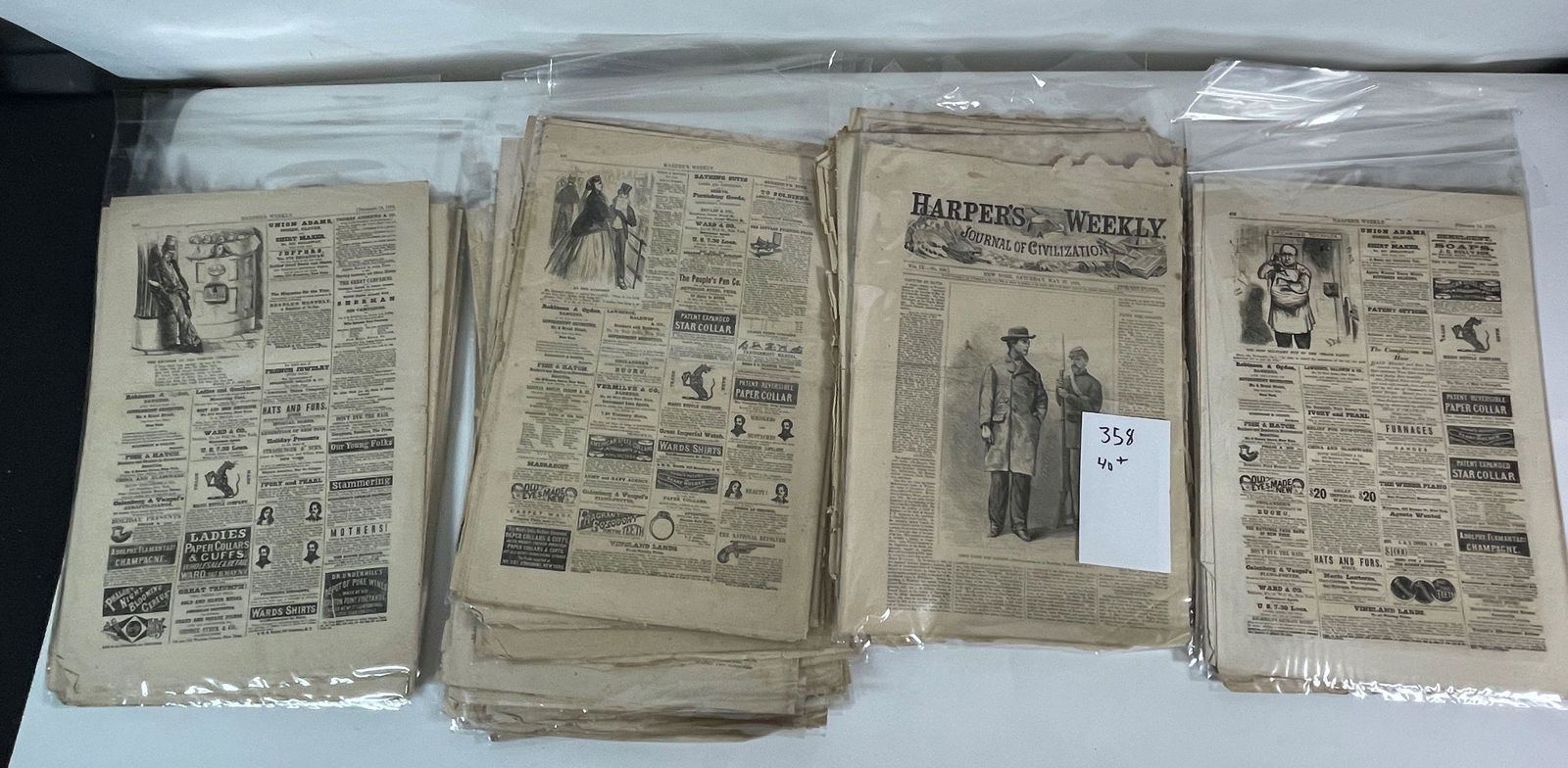 LARGE LOT OF HARPERS WEEKLY, ALL 1863 - 1865, MOSTLY IN (1 of 2)