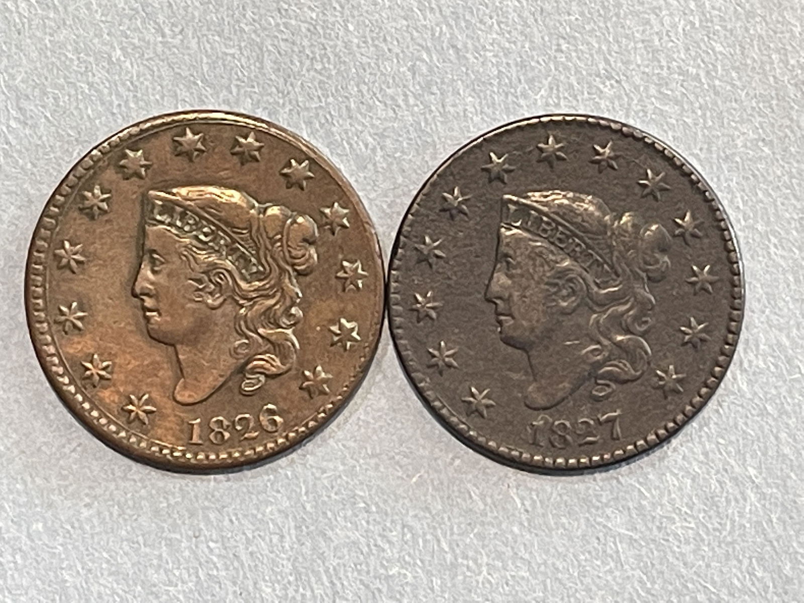 2 LARGE CENTS 1826 AND 1827 (1 of 8)
