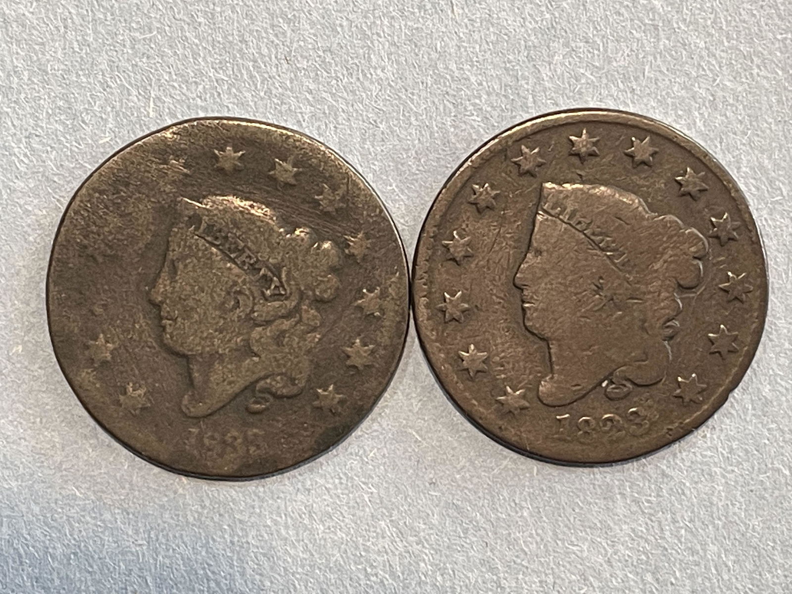 2 LARGE CENTS 1823 AND 1833 (1 of 6)