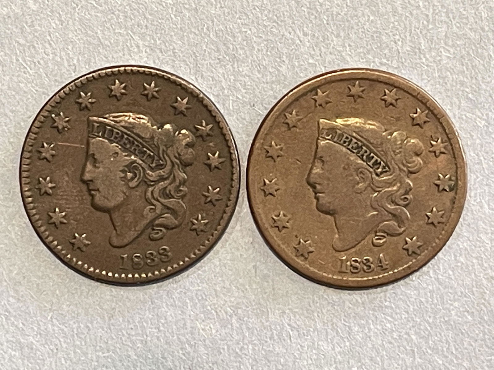 2 LARGE CENTS 1834 AND 1838 (1 of 6)