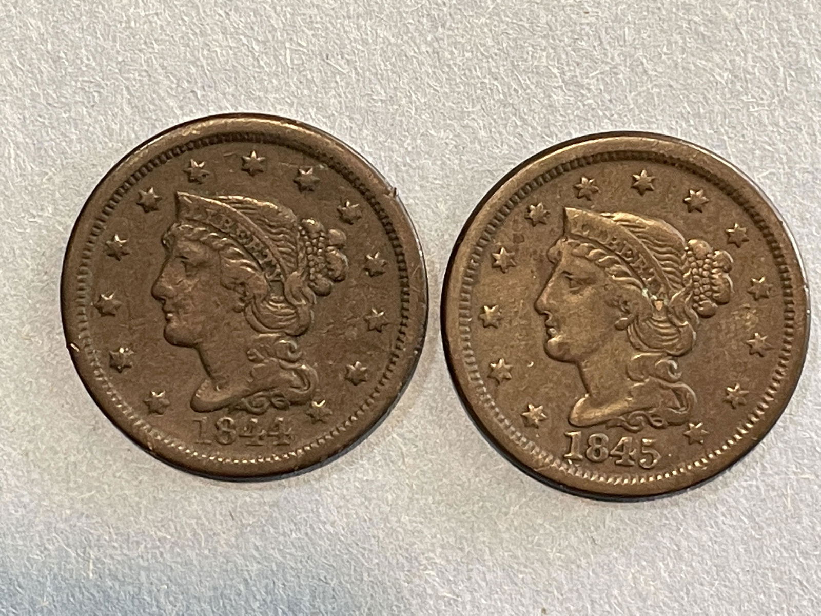 2 LARGE CENTS 1844 AND 1845 (1 of 7)