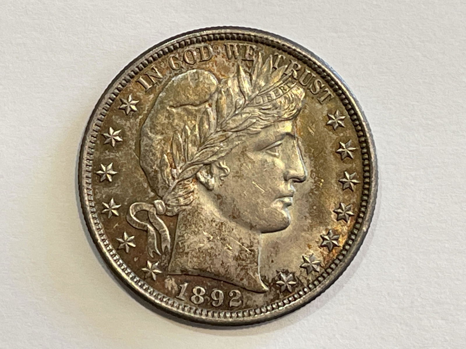 AN 1892 BARBER HALF DOLLAR IN EXCELLENT CONDITION (1 of 8)