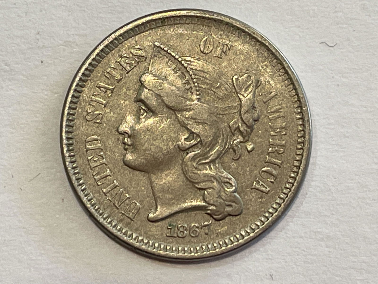 1867 SILVER 3 CENT PIECE (1 of 2)