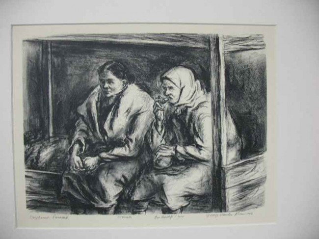 "DISPLACED PERSONS" WPA PRINT 1946 BY GEORGE V: "DISPLACED PERSONS" WPA PRINT 1946 BY GEORGE VANDERSLEIS 11 1/2" X 15"