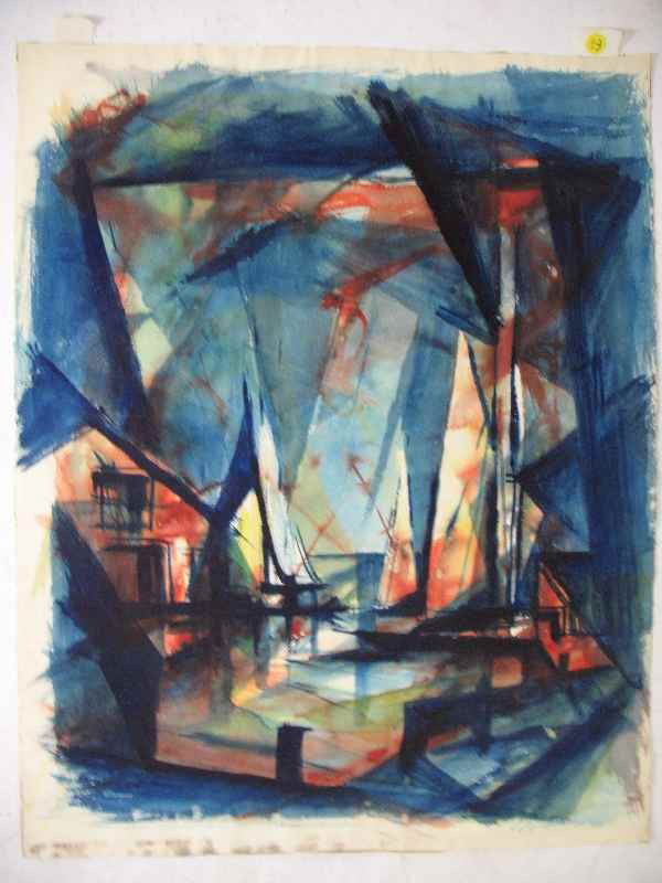 WATERCOLOR OF SAILBOATS AFTER JOHN MARIN 23" X: WATERCOLOR OF SAILBOATS AFTER JOHN MARIN 23" X 29"