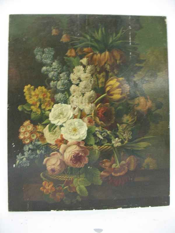 STILL LIFE PAINTING AFTER Severin ROESEN: 19TH CENTURY OIL PAINTING ON A CHAMFERED PANEL AFTER Severin ROESEN.