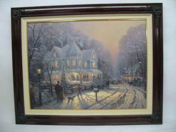 THOMAS KINKADE "HOLIDAY GATHERING AT CHRISTMAS: THOMAS KINKADE "HOLIDAY GATHERING AT CHRISTMAS" 25 X 34