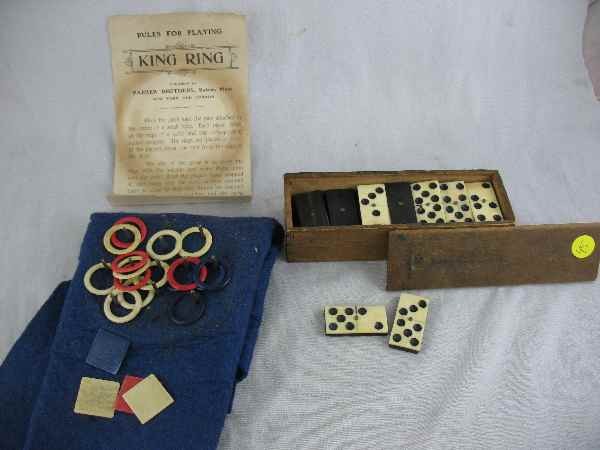 IVORY DOMINOS W/ "KING RING" GAME: IVORY DOMINOS W/ "KING RING" GAME