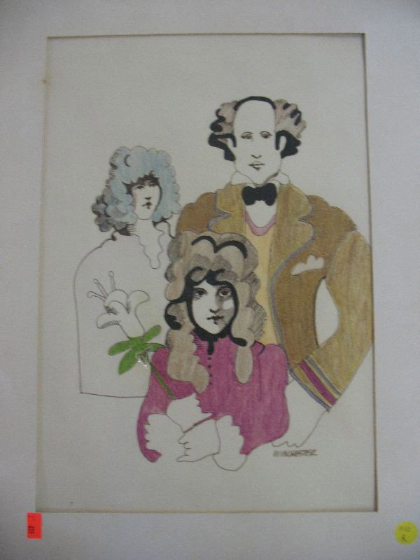 60'S POP ART, MARKER AND CRAYON, SIGNED WINCH: 60'S POP ART, MARKER AND CRAYON, SIGNED WINCHESTER