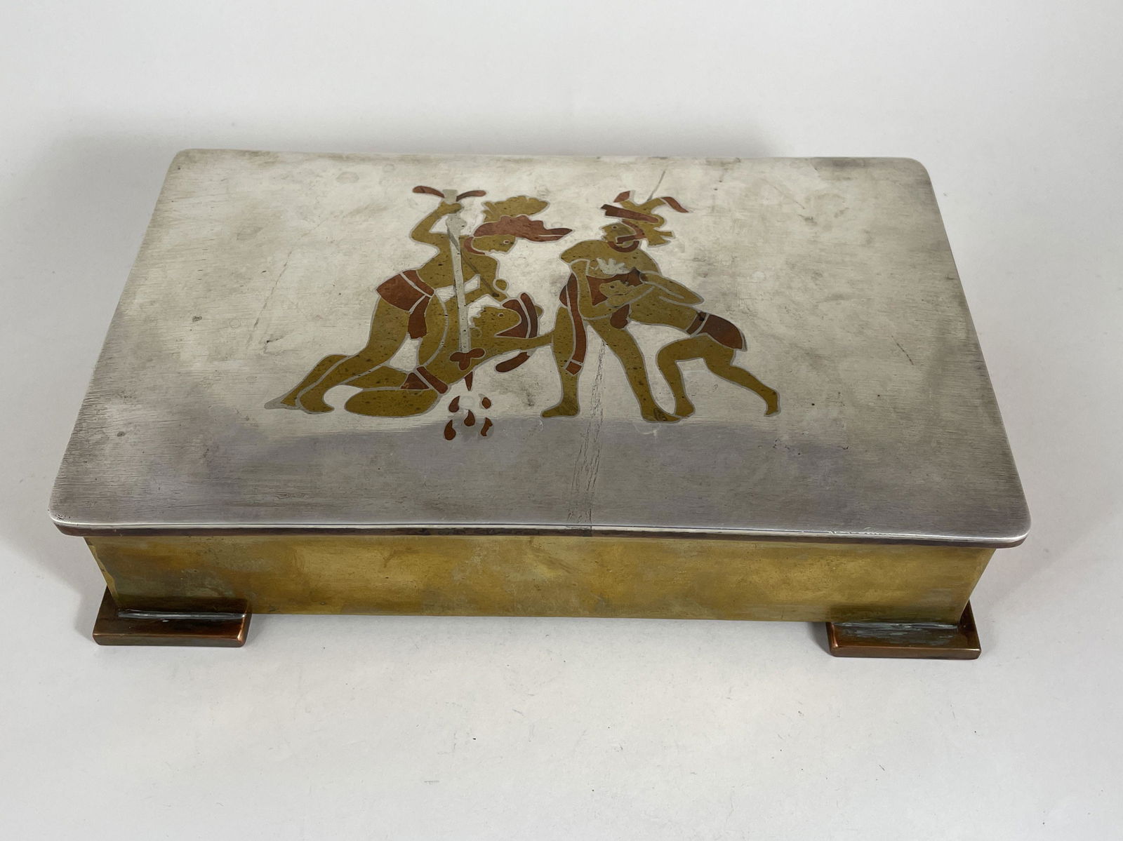 A LUIS CASTILLO STERLING SILVER AND MIXED METAL HUMIDOR, 8" X 5" X 2" (1 of 8)