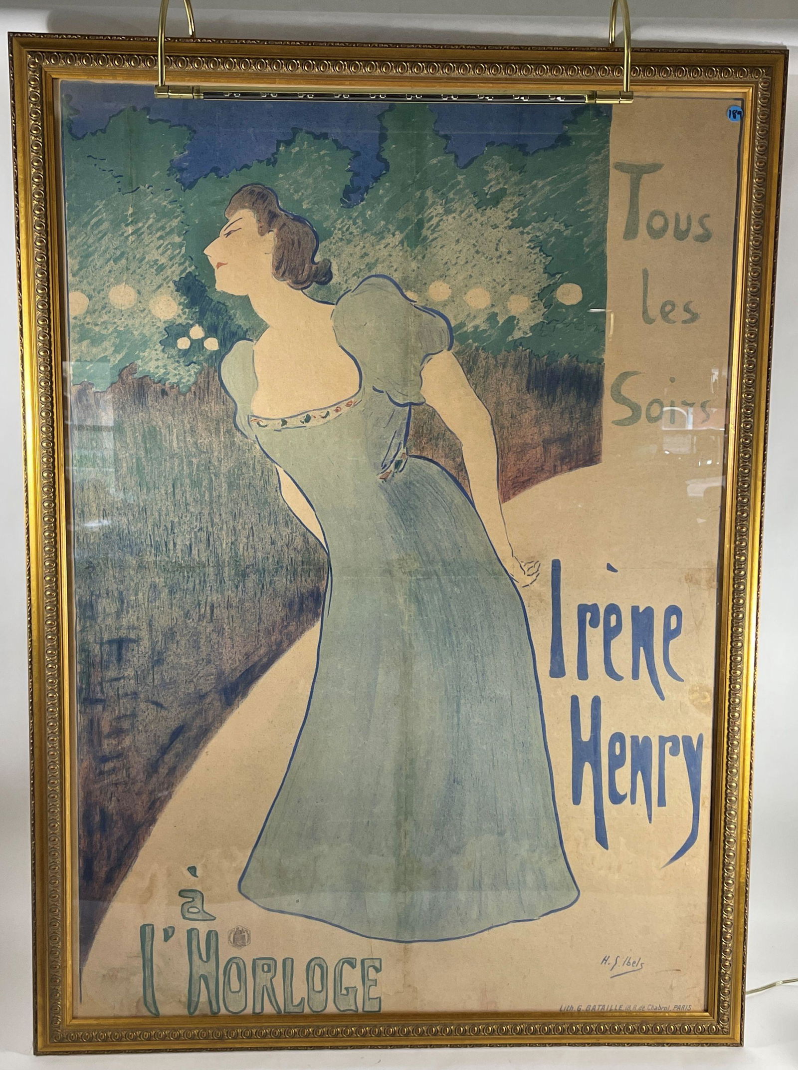 LARGE FRAMED IRENE HENRY POSTER BY HENRI-GABRIEL IBELS, 38" X 52" FRAMED (1 of 15)
