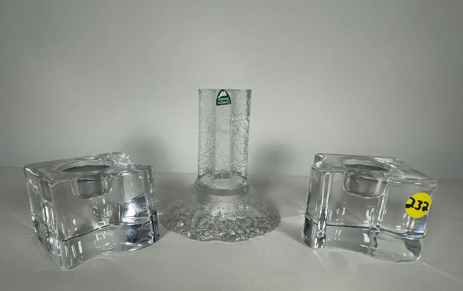 3 ORREFORS CANDLESTICKS, 5" AND SMALLER (1 of 2)