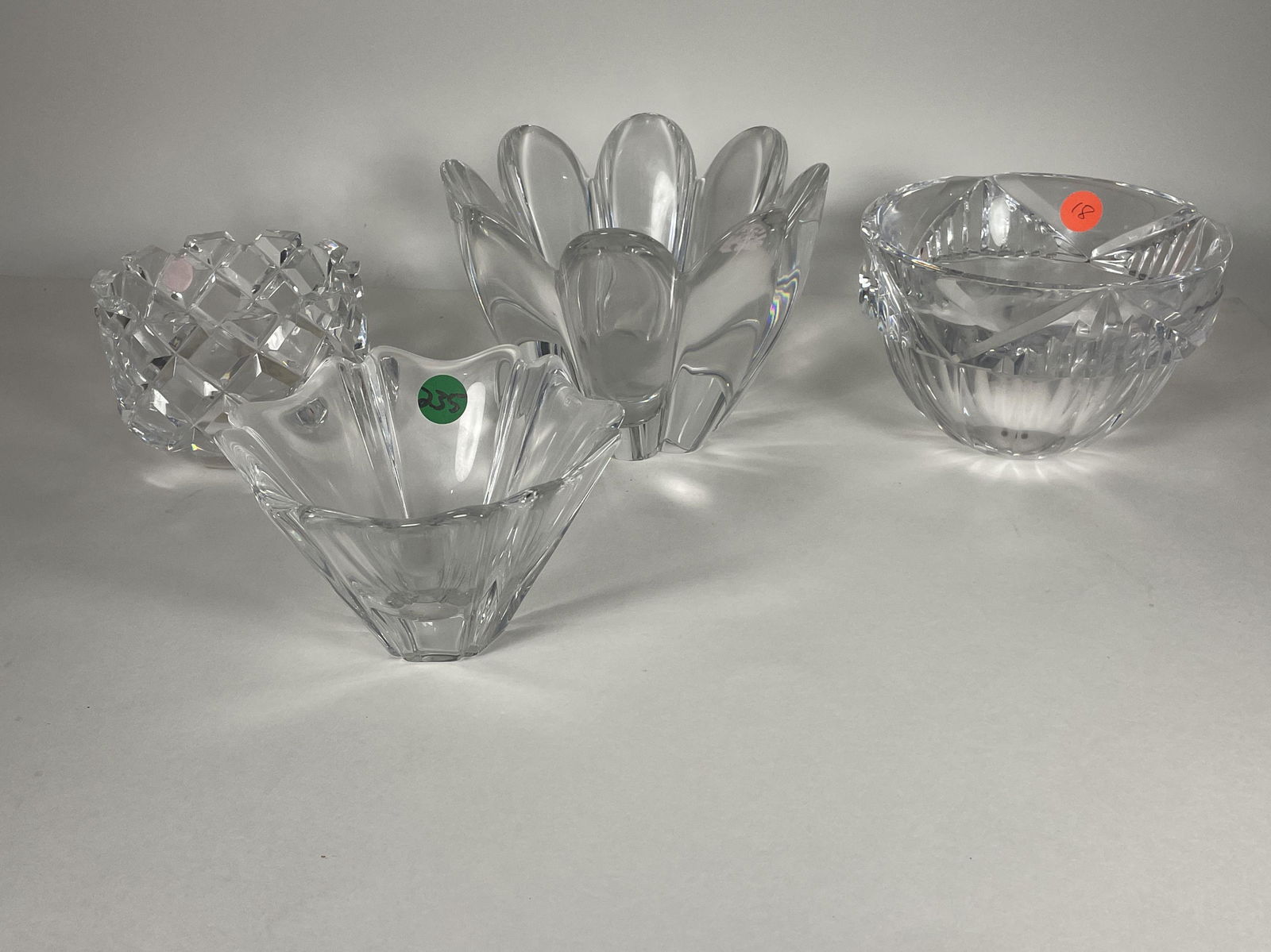 FOUR ORREFORS VASES, 7" X 5" AND SMALLER: FOUR ORREFORS VASES, 7" X 5" AND SMALLER