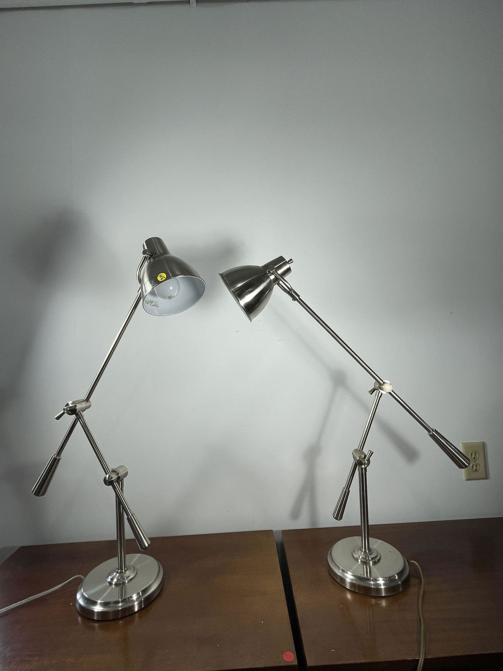 A PAIR OF RESTORATION HARDWARE STAINLESS STEEL ARTICULATING DESK LAMP, 48" EXTENDED (1 of 5)