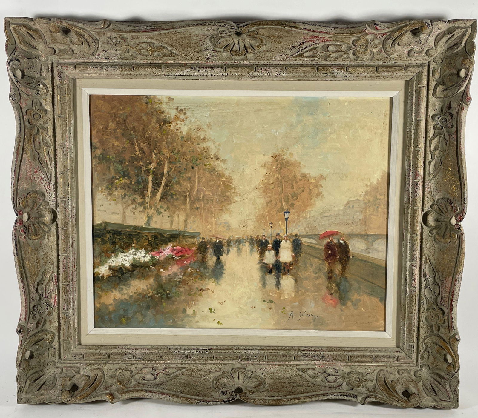 ANDRE GISSON (FRENCH ,AMERICAN 1921-2003) IMPRESSIONIST OIL PAINTING "LA RIVE GAUCHE DE LA SEINE, (1 of 6)