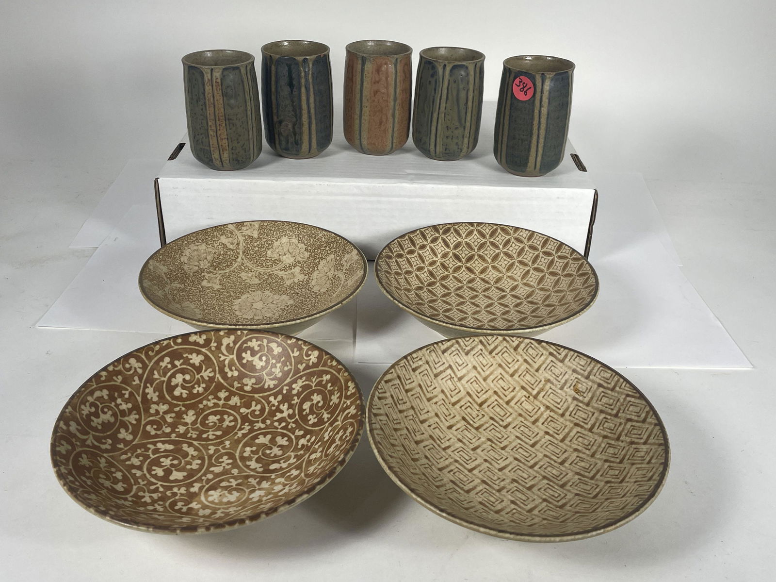 NINE PIECES DANISH STUDIO POTTERY TABLEWARE, 6.5" AND SMALLER (1 of 9)