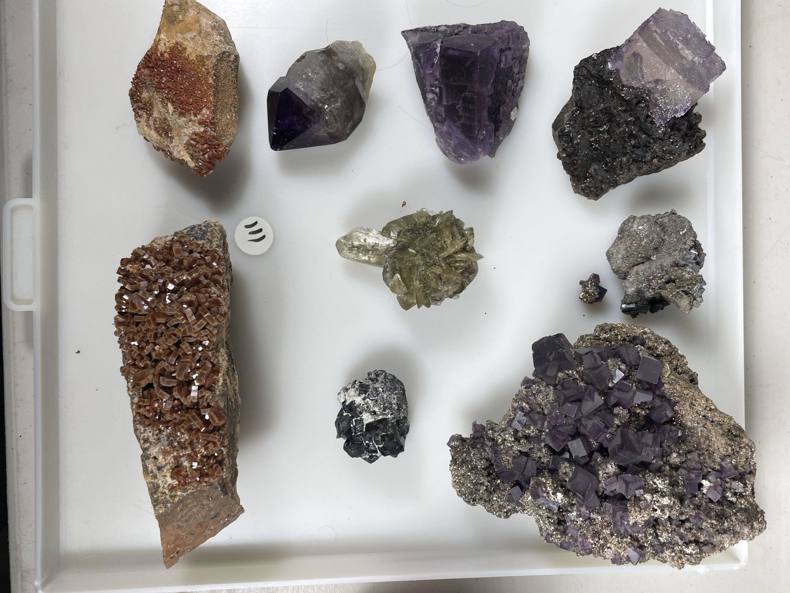NINE RARE CRYSTAL FORMATIONS: NINE RARE CRYSTAL FORMATIONS, 6" X 5" X 4"