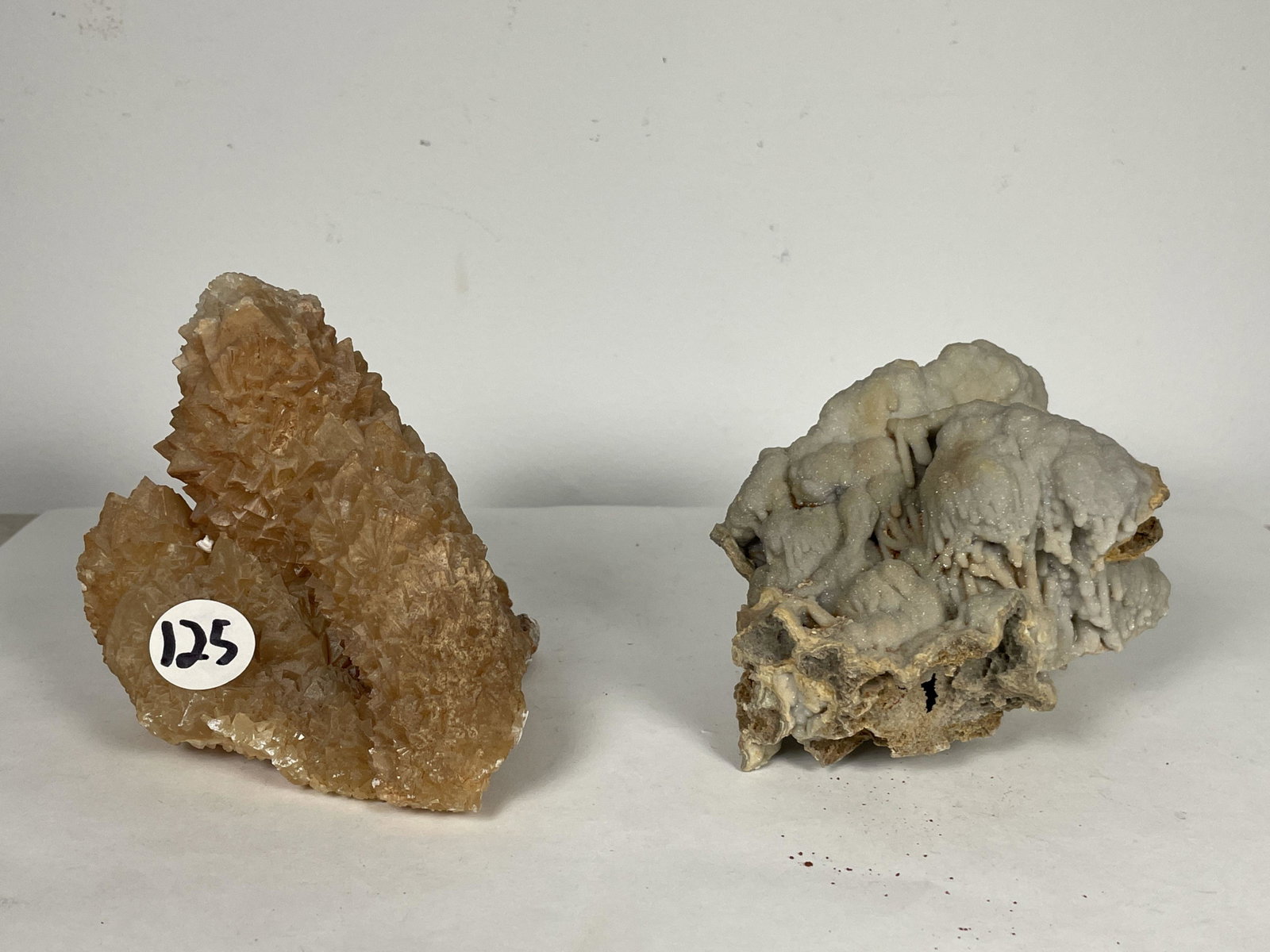 TWO RARE MINERAL FORMATION SPECIMENS, 5" X 4.5" X 3.5" AND 5" X 4" X 4": TWO RARE MINERAL FORMATION SPECIMENS, 5" X 4.5" X 3.5" AND 5" X 4" X 4"