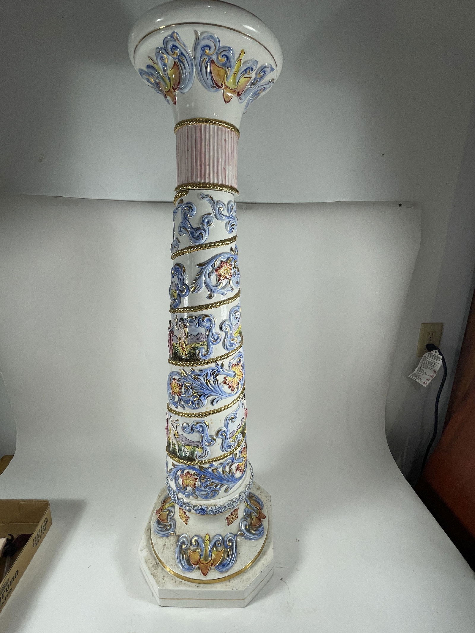 A LARGE PORCELAIN CAPODIMONTE PEDESTAL 40" (1 of 3)