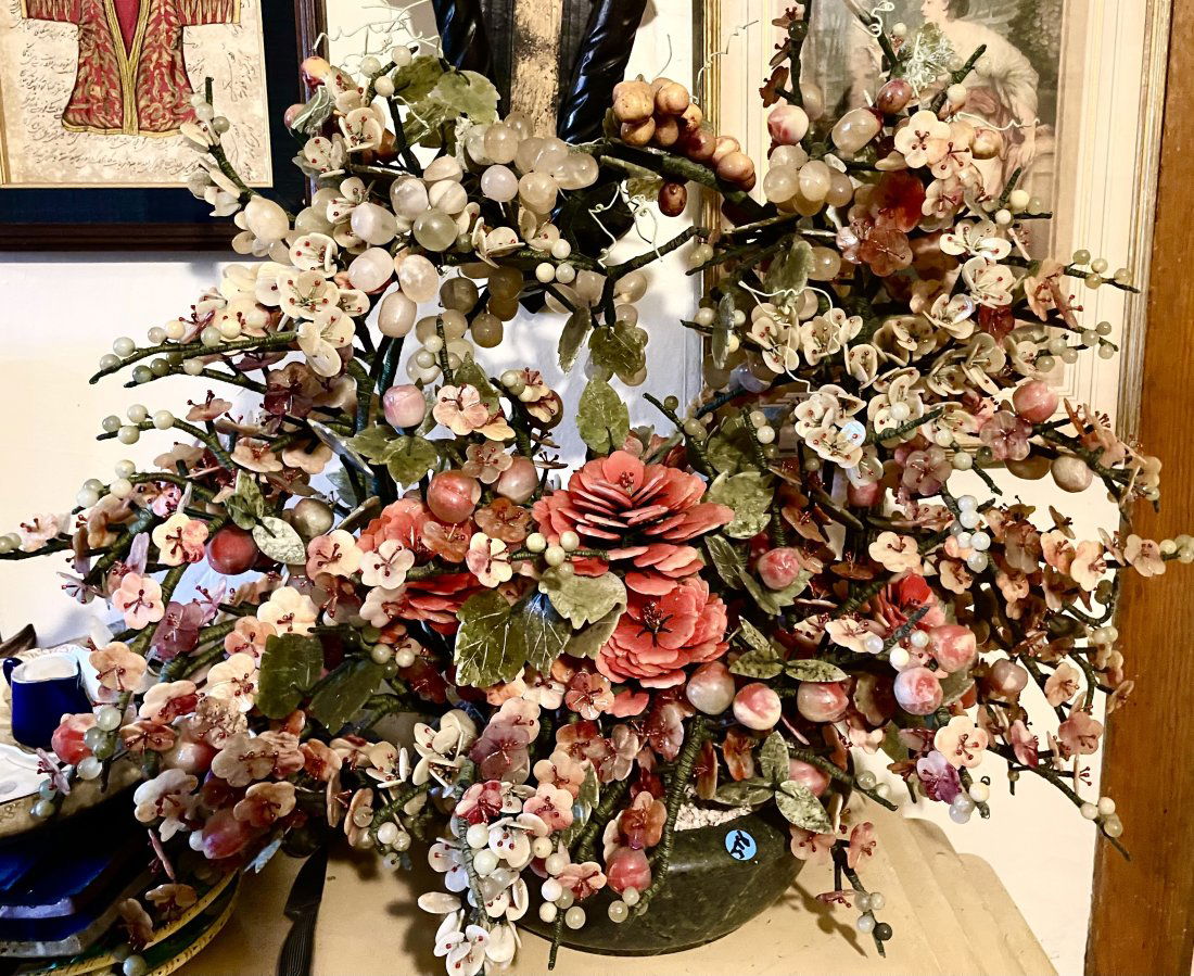 A LARGE  JADE AND HARDSTONE TREE, 25" X 29" (1 of 4)