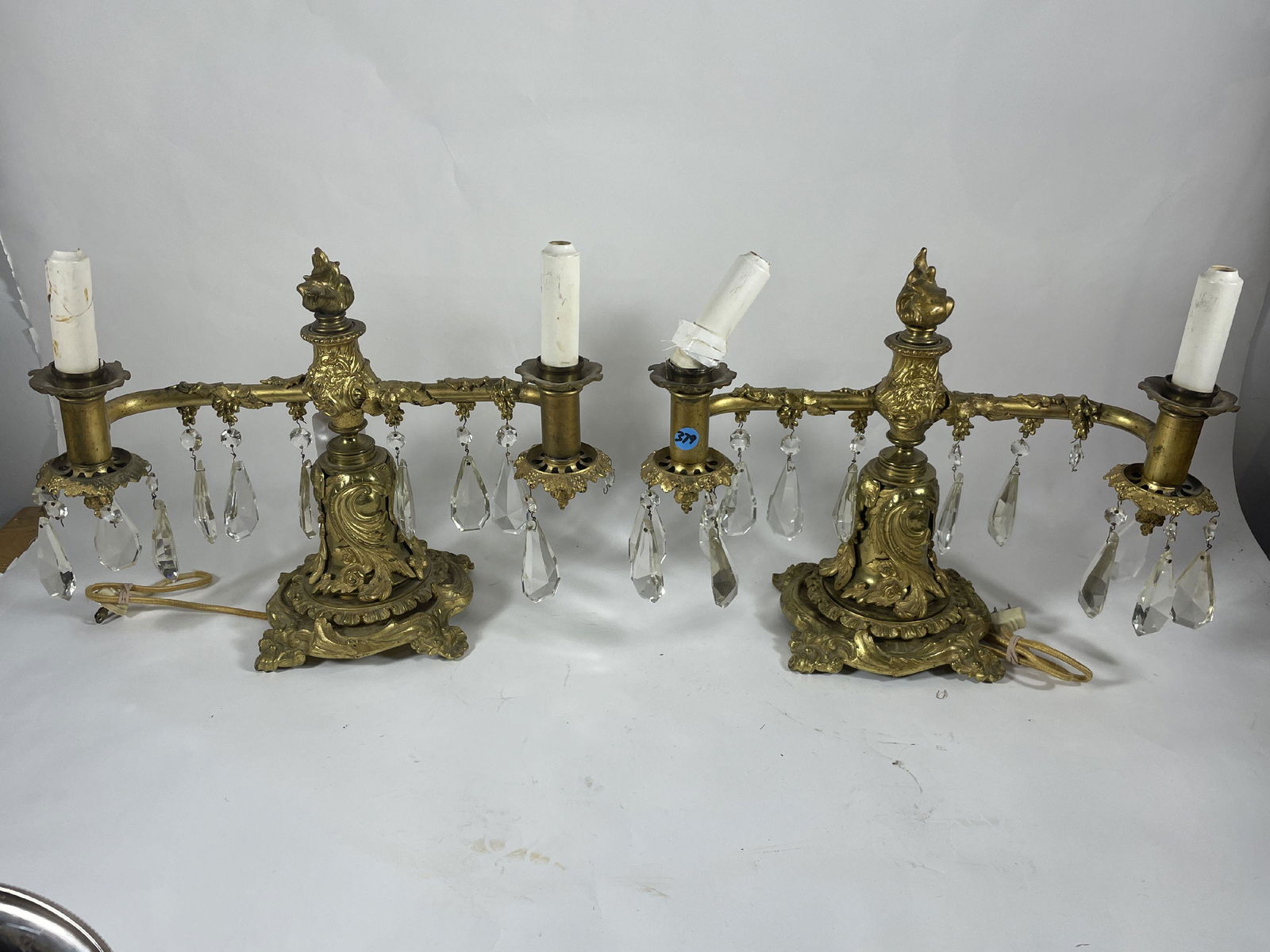 A PAIR OF 19TH CENTURY BRONZE ARGAND LAMPS, 14" X 17" (1 of 12)