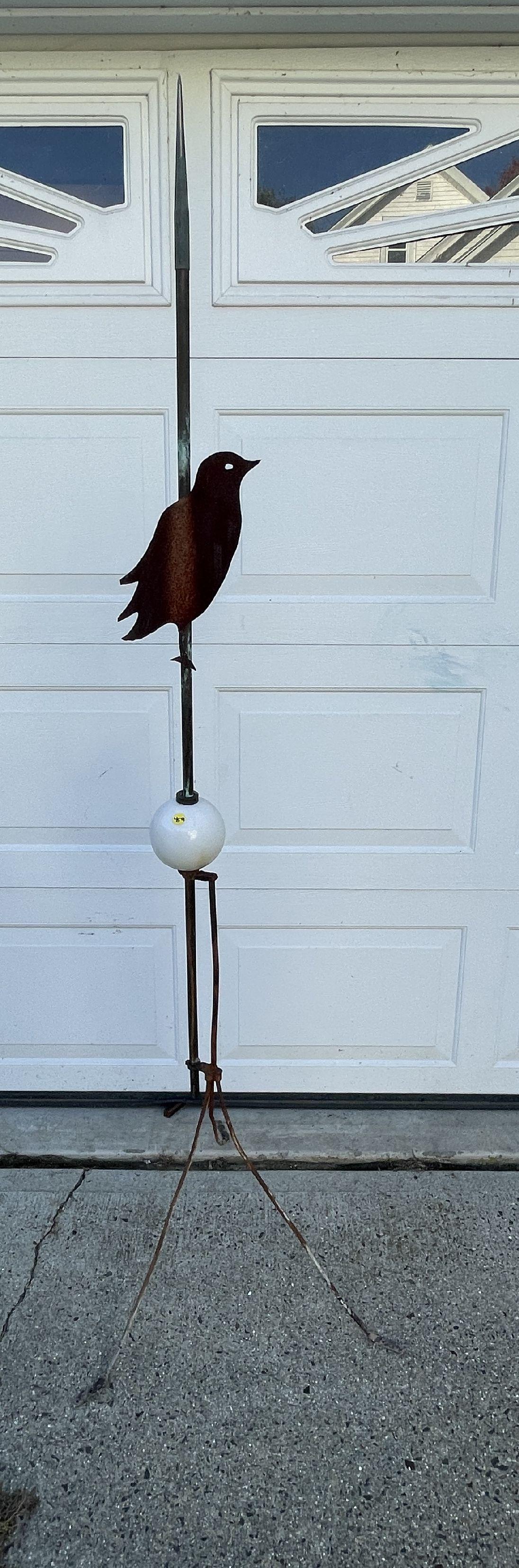 ANTIQUE LIGHTNING ROD WITH MILK GLASS BALL, 71" TALL (1 of 4)