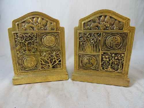 TIFFANY STUDIOS BRONZE BOOKENDS: TIFFANY STUDIOS BRONZE BOOKENDS